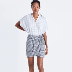 Madewell Asymmetrical Black and White Gingham Skirt